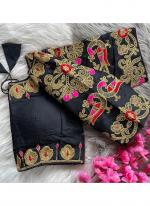 Phantom Silk Black Wedding Wear Thread Work Readymade Blouse